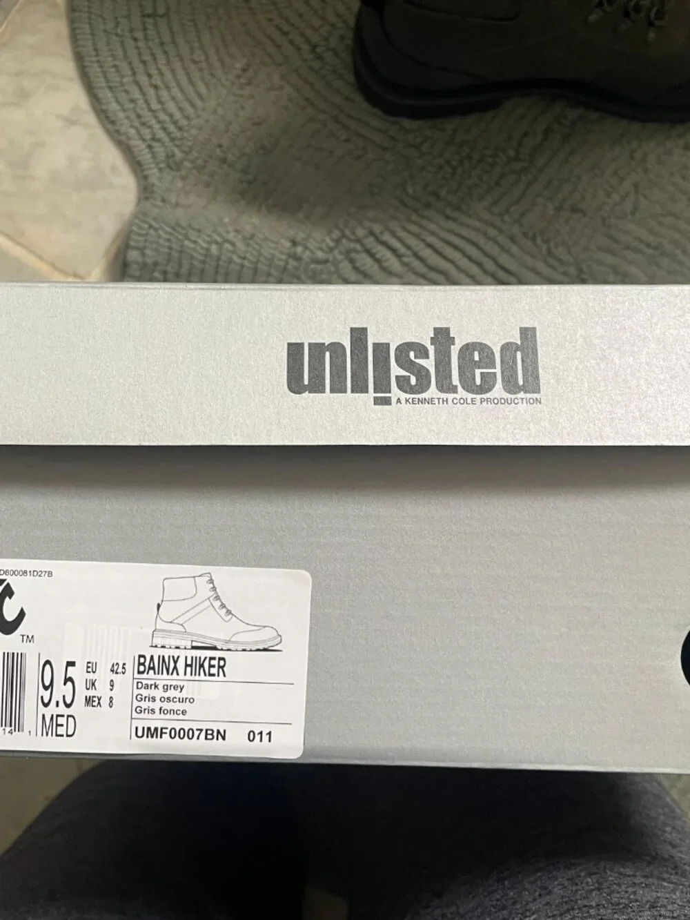 Unlisted by Kenneth Cole Men's Bainx Hiker Boots Dark Grey 9.5 NWT